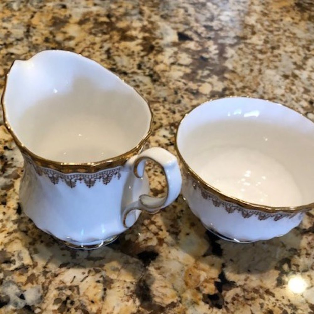 Tiara Bone China Queen Anne England Creamer and Sugar